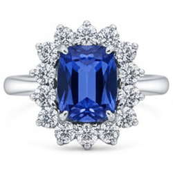 Ceylon Sapphire 4.25 Carat Natural Earth Mined Diamond ( Not Lab Grown )s Ring White Gold 14K
