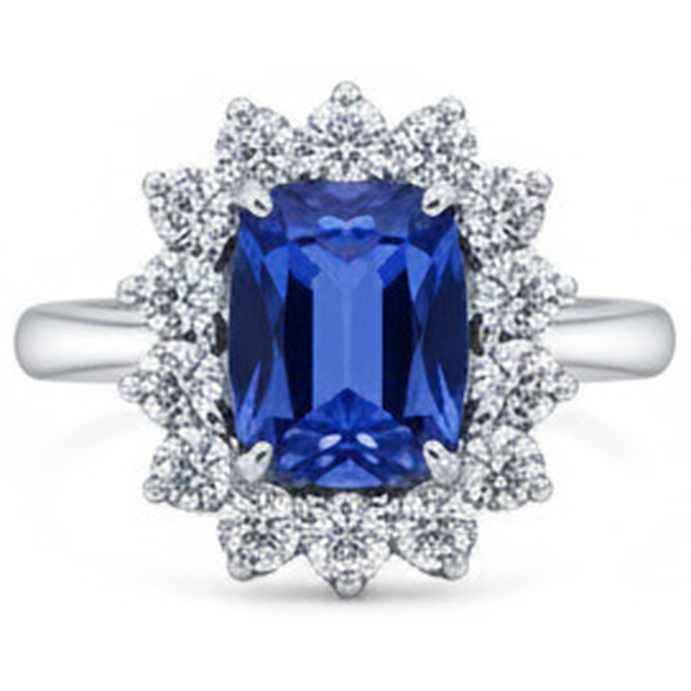 Ceylon Sapphire 4.25 Carat Natural Earth Mined Diamond ( Not Lab Grown )s Ring White Gold 14K