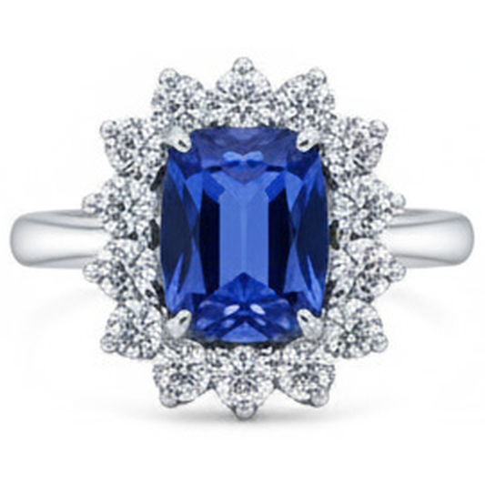 Ceylon Sapphire 4.25 Carat Natural Earth Mined Diamond ( Not Lab Grown )s Ring White Gold 14K