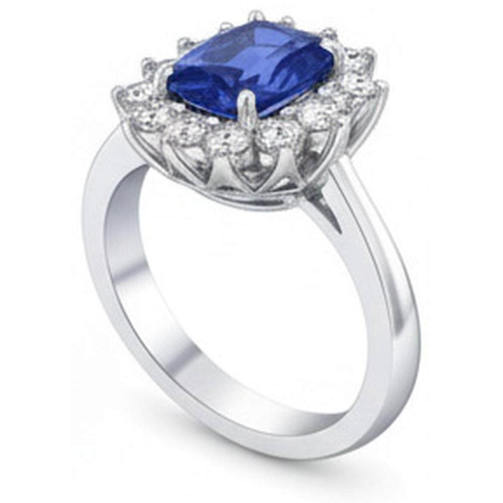 Ceylon Sapphire 4.25 Carat Natural Earth Mined Diamond ( Not Lab Grown )s Ring White Gold 14K
