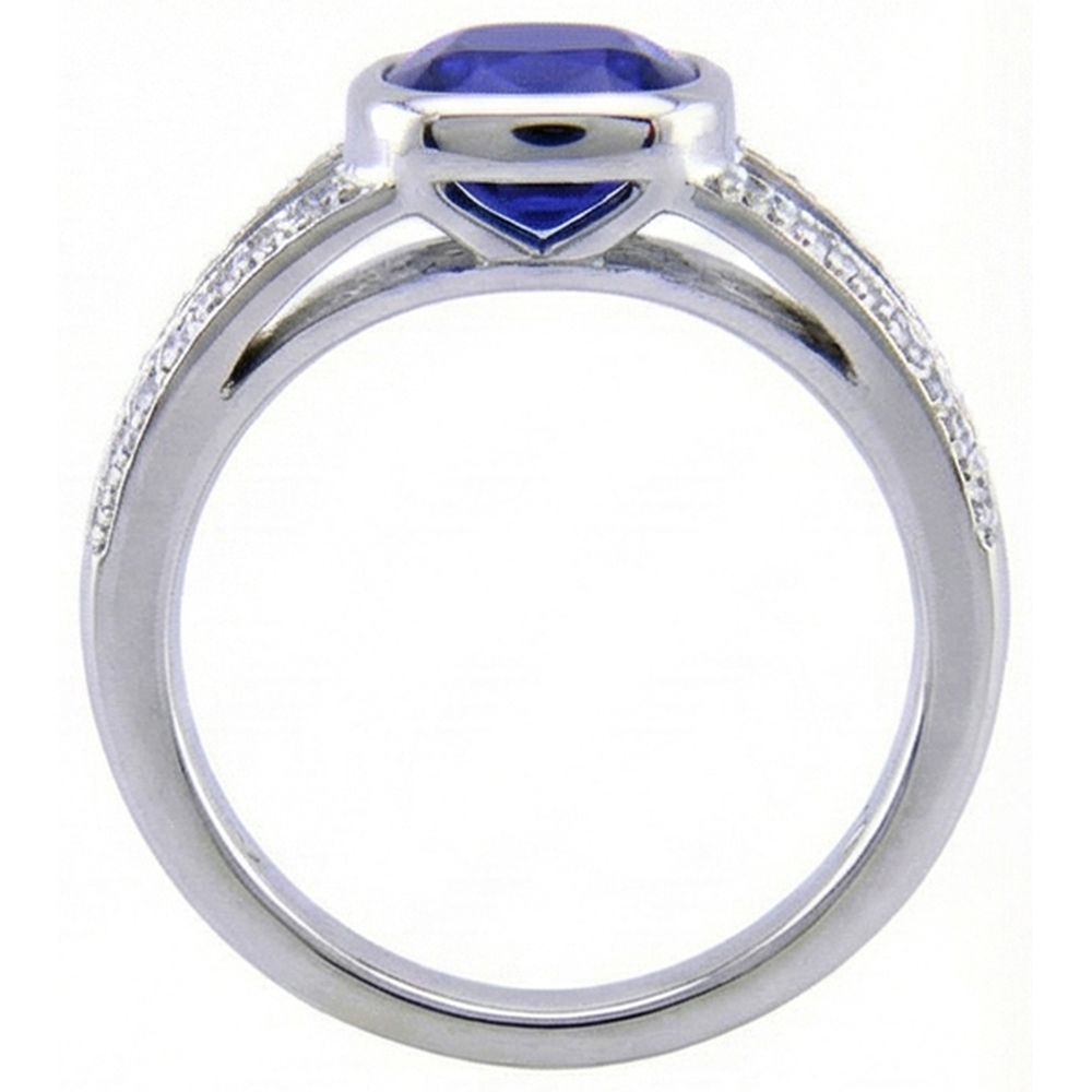 Ceylon Sapphire And Natural Earth Mined Diamond ( Not Lab Grown )  Ring White Gold 14K 4.5 Carats