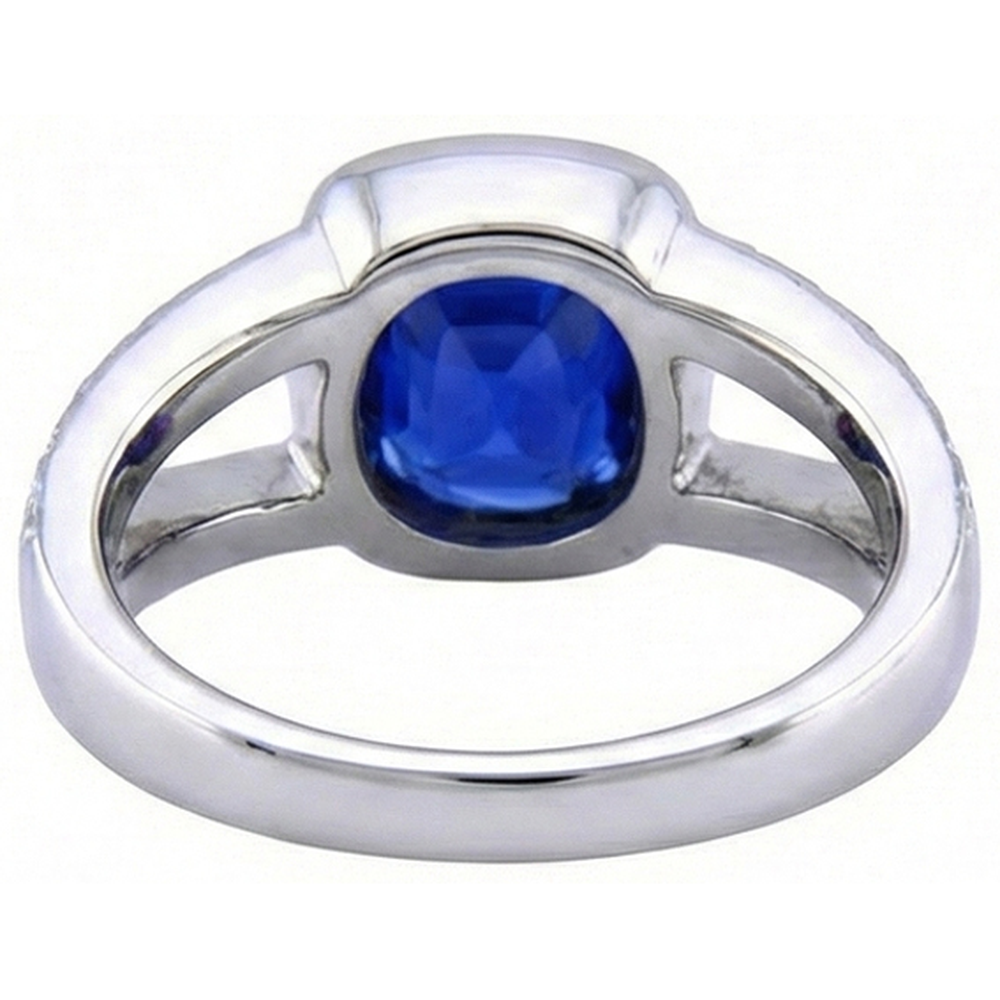 Ceylon Sapphire And Natural Earth Mined Diamond ( Not Lab Grown )  Ring White Gold 14K 4.5 Carats