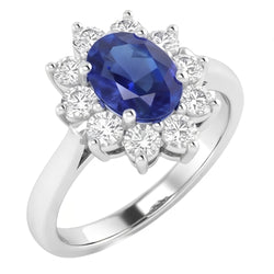 Ceylon Sapphire And Natural Earth Mined Diamond ( Not Lab Grown ) s 3.50 Ct Ring White Gold 14K