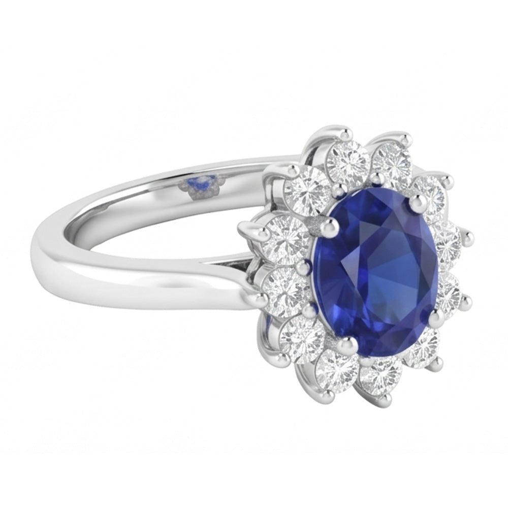 Ceylon Sapphire And Natural Earth Mined Diamond ( Not Lab Grown ) s 3.50 Ct Ring White Gold 14K