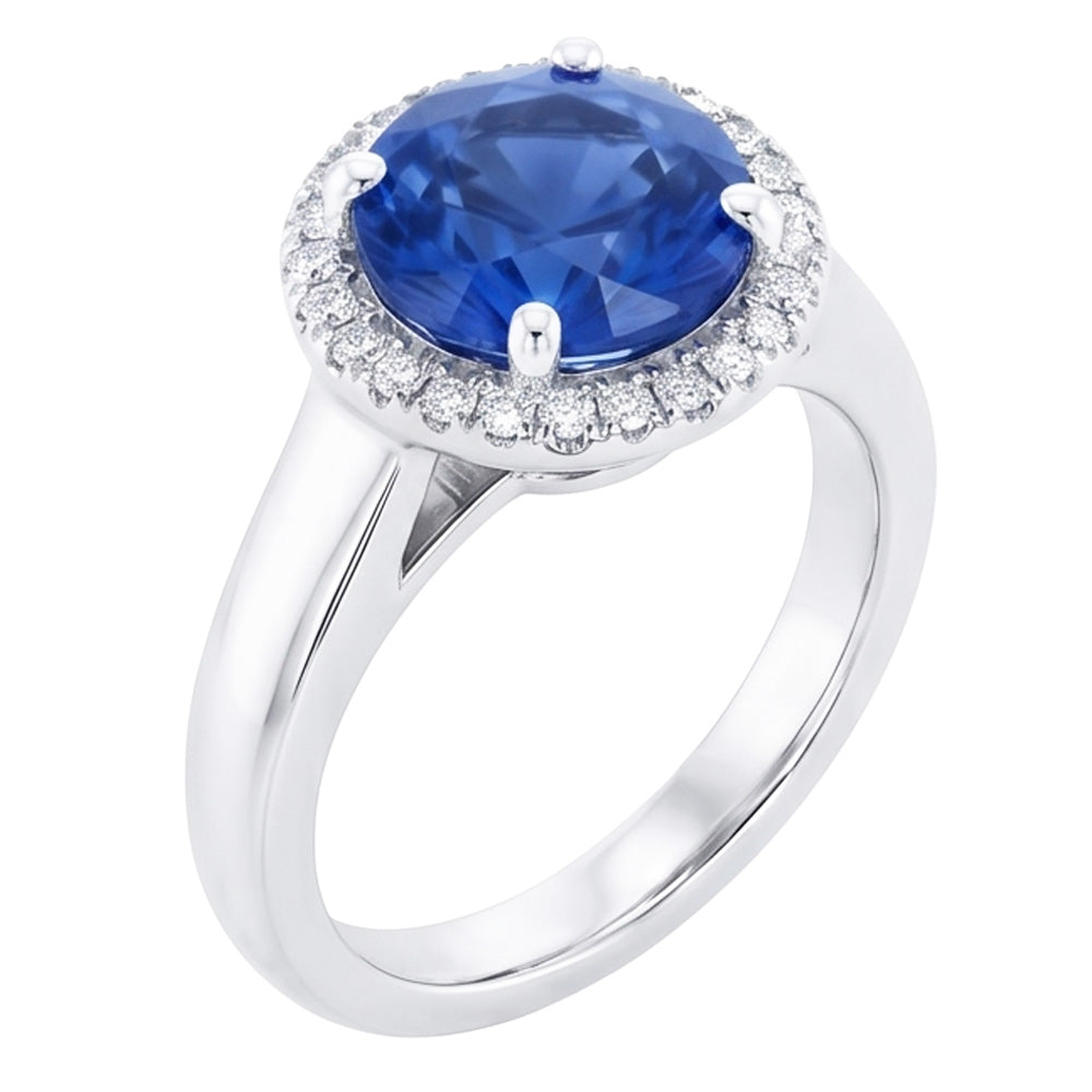 Ceylon Sapphire And Natural Earth Mined Diamond ( Not Lab Grown ) s Engagement Ring 3.75Ct White Gold 14K