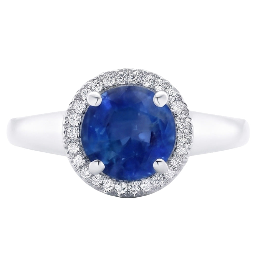 Ceylon Sapphire And Natural Earth Mined Diamond ( Not Lab Grown ) s Engagement Ring 3.75Ct White Gold 14K