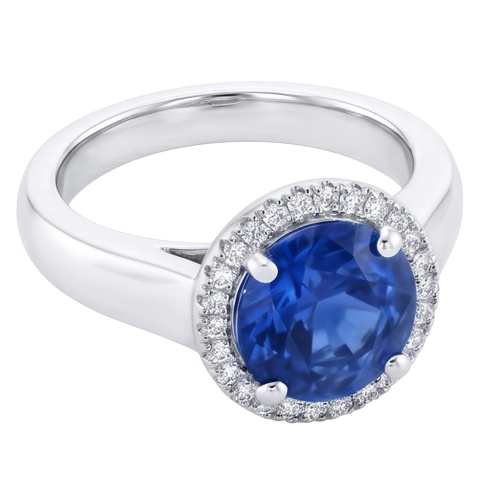 Ceylon Sapphire And Natural Earth Mined Diamond ( Not Lab Grown ) s Engagement Ring 3.75Ct White Gold 14K