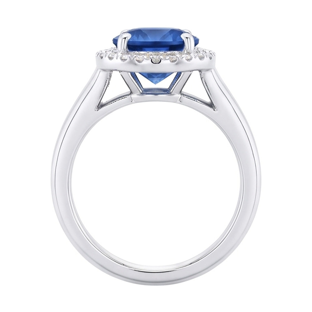 Ceylon Sapphire And Natural Earth Mined Diamond ( Not Lab Grown ) s Engagement Ring 3.75Ct White Gold 14K