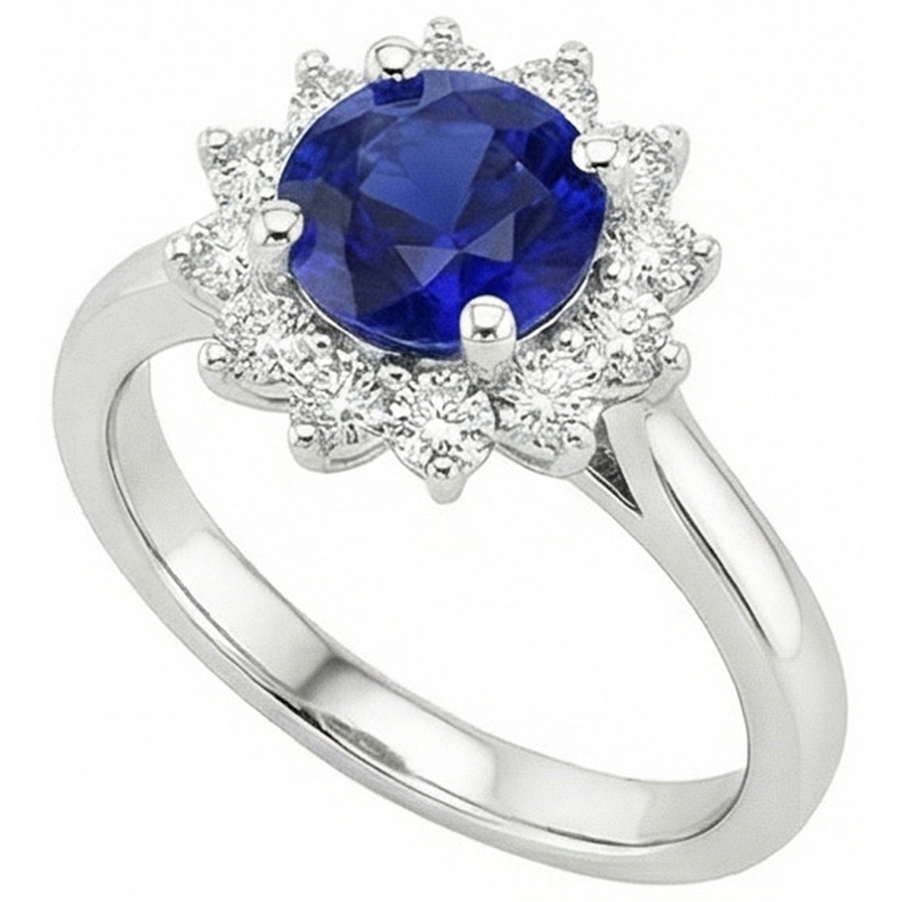 natural round sapphire 2.20ct ring close up detail