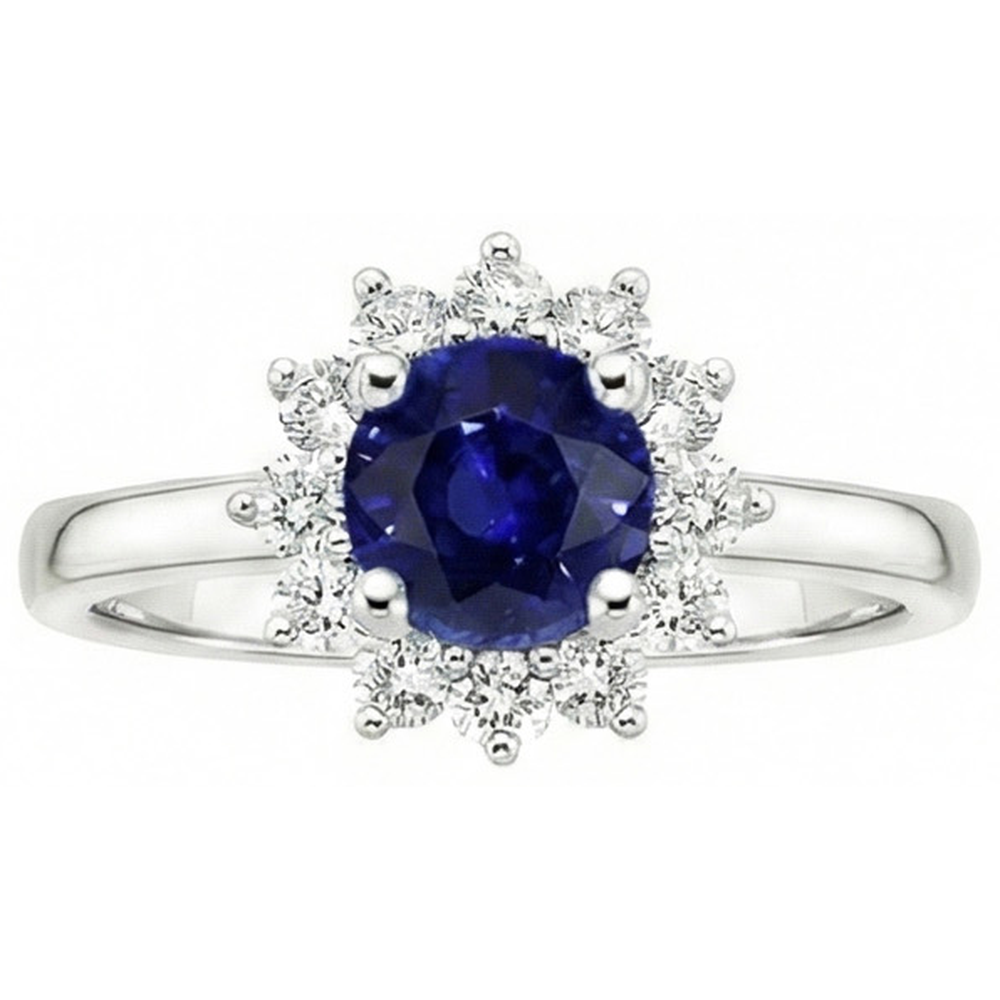 natural round sapphire 2.20ct ring side angle