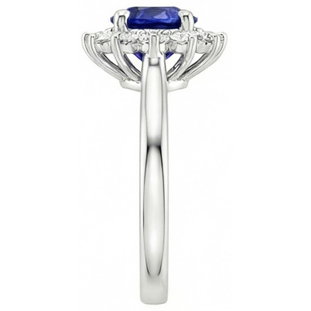 natural round sapphire 2.20ct ring profile view