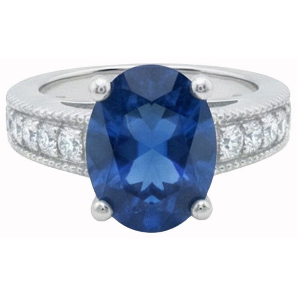 natural round sapphire 2ct ring front view