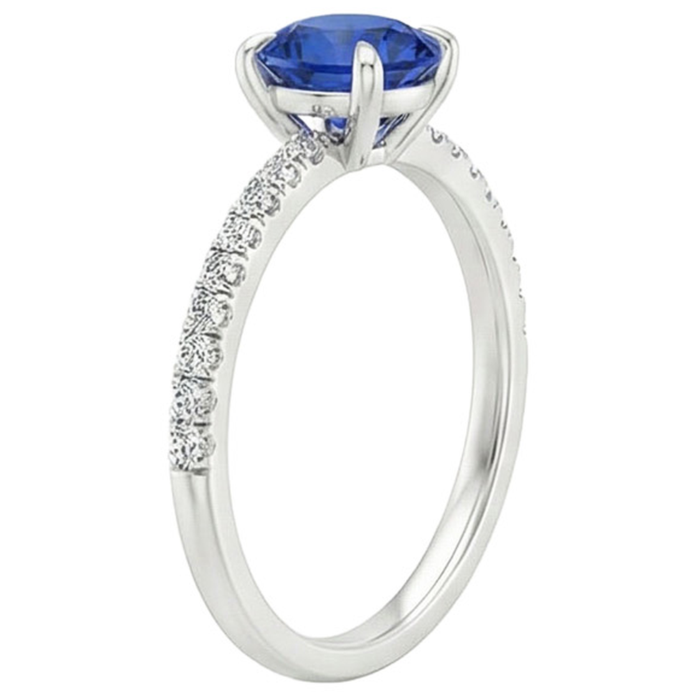 Ceylon Sapphire Engagement Ring With Accents 2.50 Carats Gold 14K