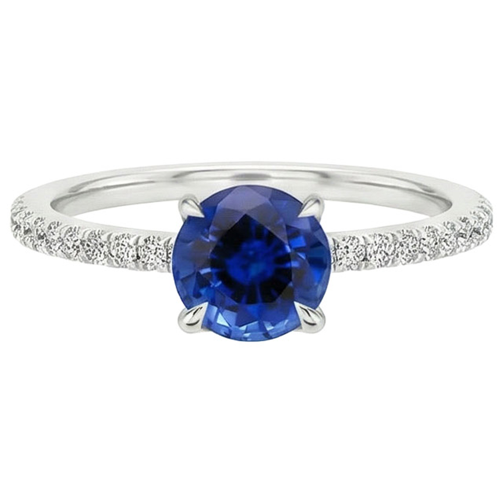 Ceylon Sapphire Engagement Ring With Accents 2.50 Carats Gold 14K
