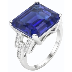 Natural Sapphire Ring 4ct - White Gold 14K