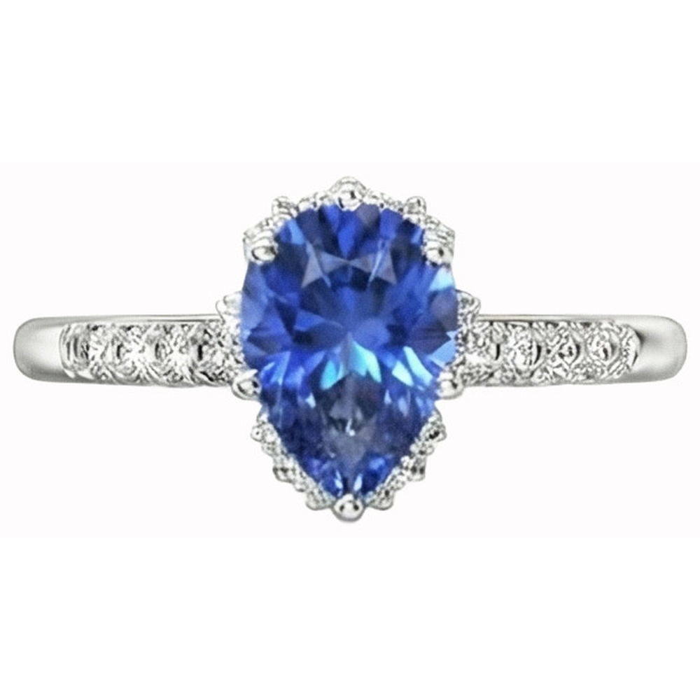 natural round sapphire 4ct ring side angle