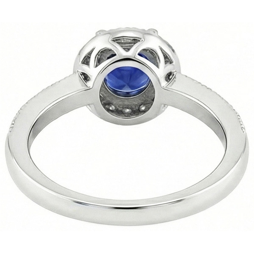 natural round sapphire 1.50ct ring on white background