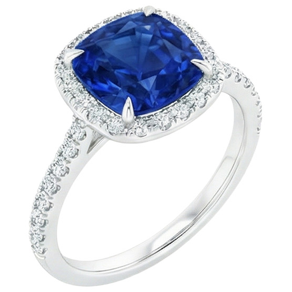 natural round sapphire 4ct ring top view