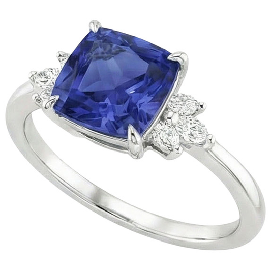 Ceylon Sapphire Marquise Natural Earth Mined Diamond ( Not Lab Grown ) Ring