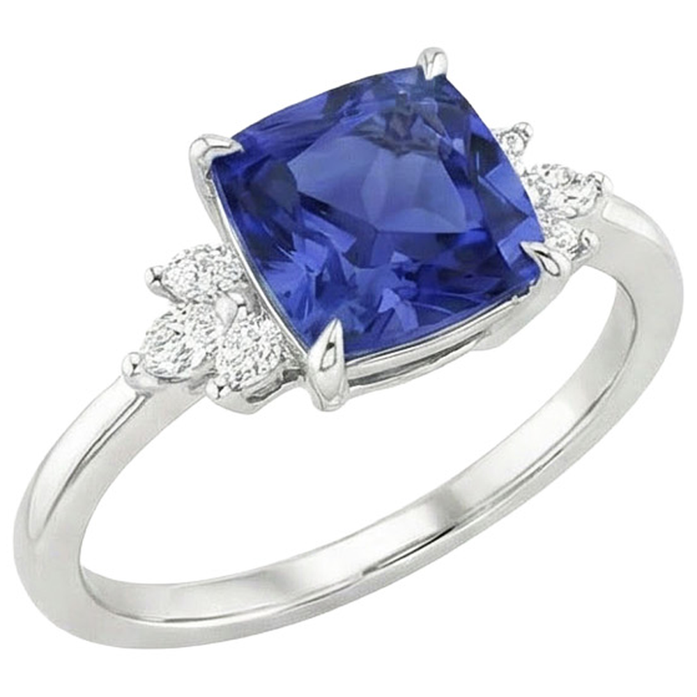 Ceylon Sapphire Marquise Natural Earth Mined Diamond ( Not Lab Grown ) Ring