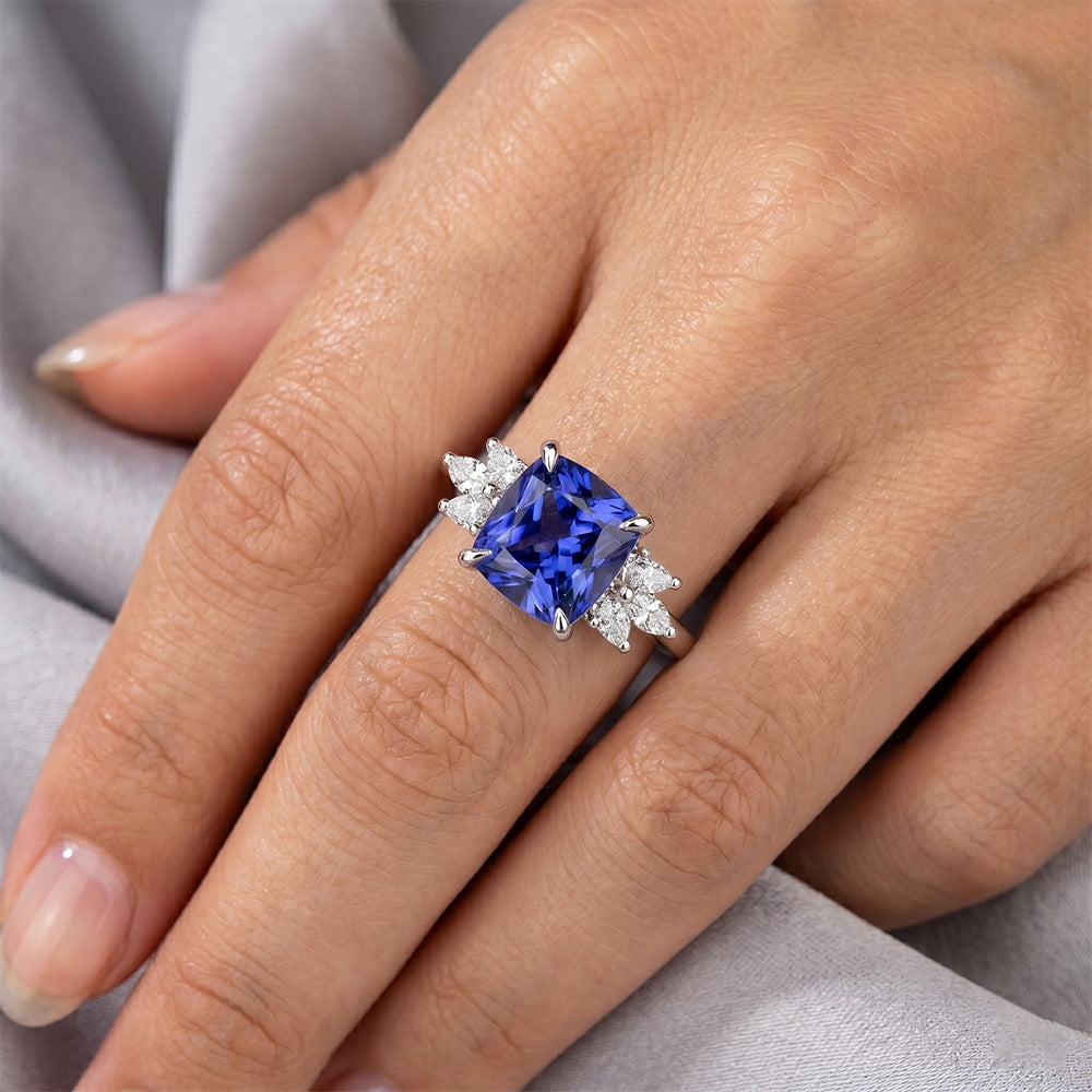 Ceylon Sapphire Marquise Natural Earth Mined Diamond ( Not Lab Grown ) Ring