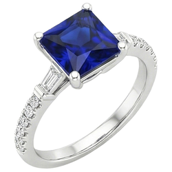Natural Sapphire Ring 5.50ct - White Gold 14K