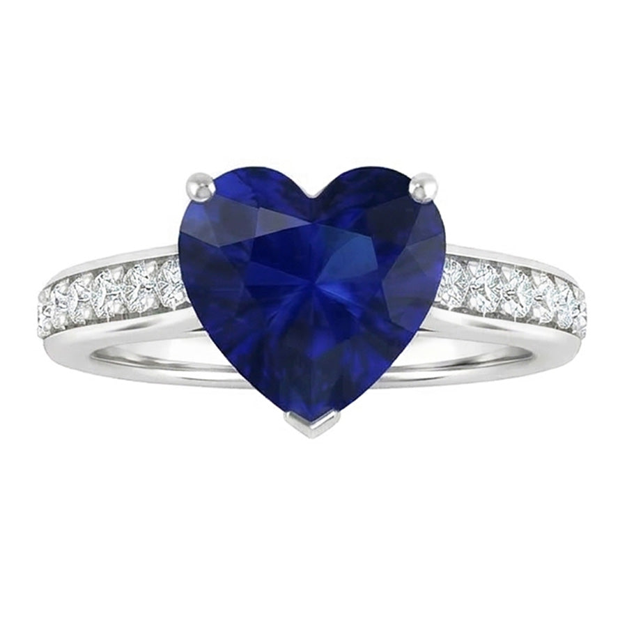 Ceylon Sapphire Natural Earth Mined Diamond ( Not Lab Grown ) Ring 4 Carats Tapered Shank Gemstone Jewelry
