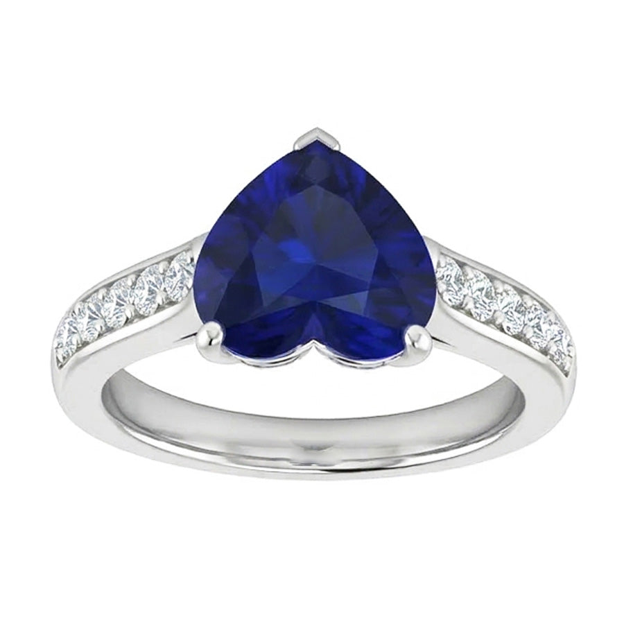 Ceylon Sapphire Natural Earth Mined Diamond ( Not Lab Grown ) Ring 4 Carats Tapered Shank Gemstone Jewelry