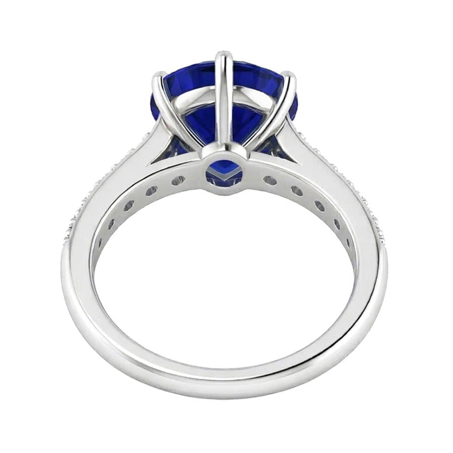 Ceylon Sapphire Natural Earth Mined Diamond ( Not Lab Grown ) Ring 4 Carats Tapered Shank Gemstone Jewelry