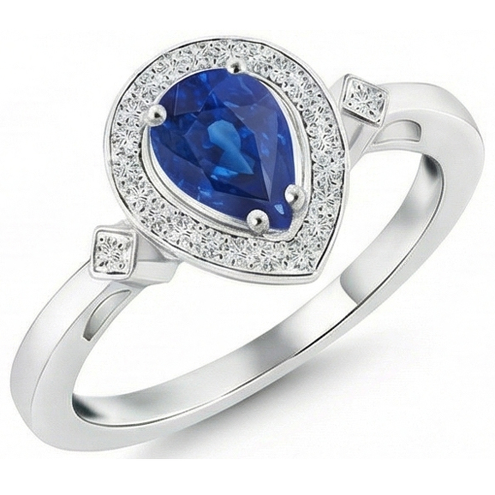natural round sapphire 3.20ct ring close up detail