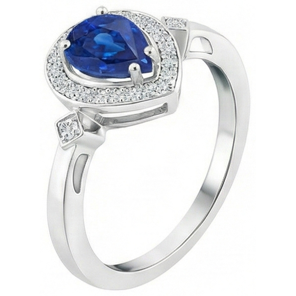 natural round sapphire 3.20ct ring top view