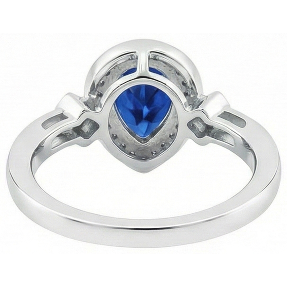 natural round sapphire 3.20ct ring on white background