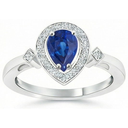 natural round sapphire 3.20ct ring side angle