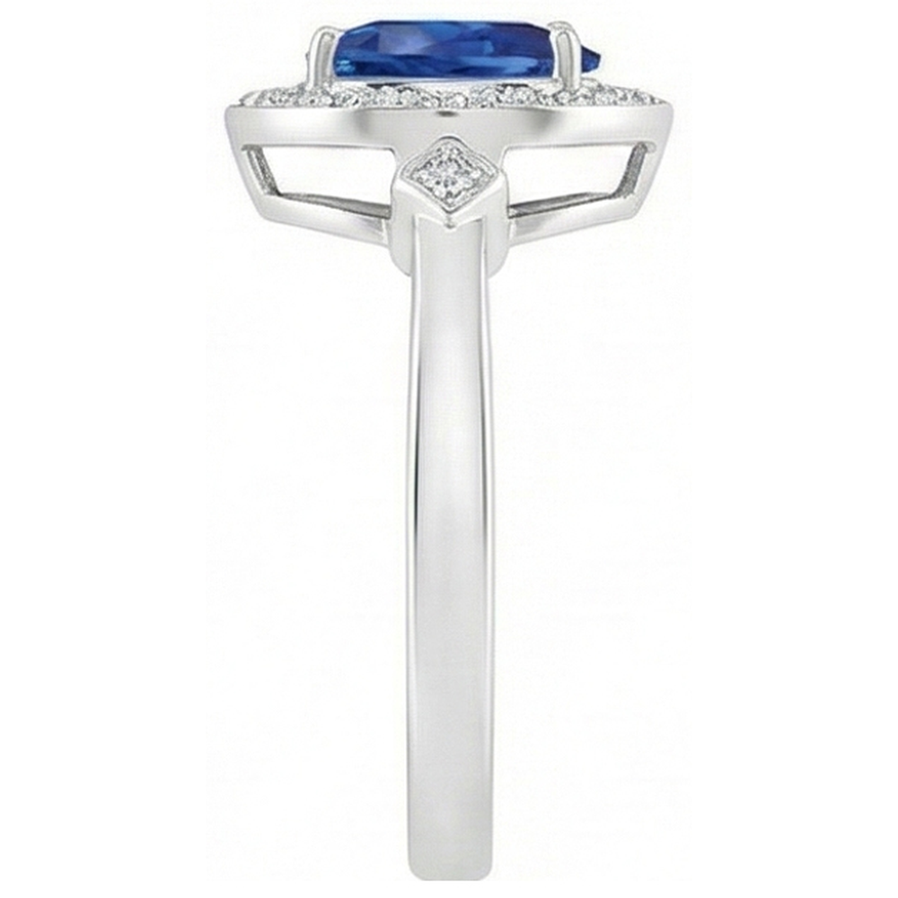 natural round sapphire 3.20ct ring profile view