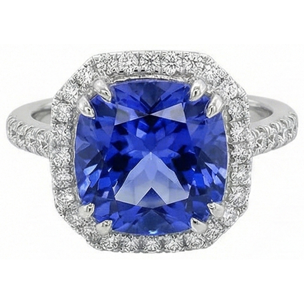Ceylon Sapphire Natural Earth Mined Diamond ( Not Lab Grown ) s 8 Carats Ring White Gold 14K