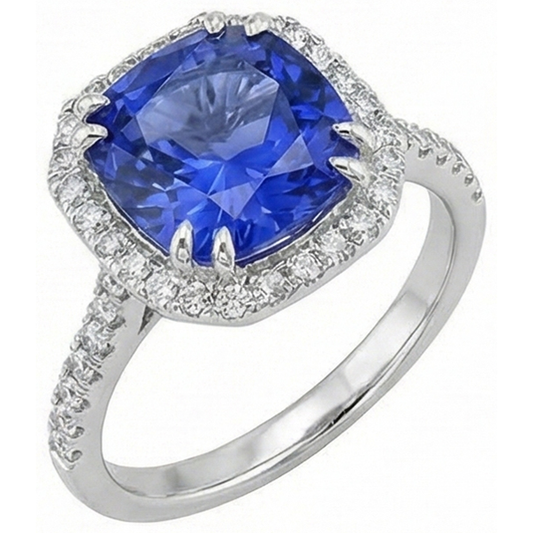Ceylon Color Sapphire IGI CERTIFIED Diamonds 8 Carats Ring White Gold 14K