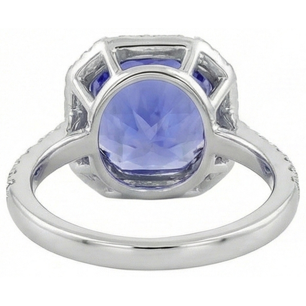 Ceylon Sapphire Natural Earth Mined Diamond ( Not Lab Grown ) s 8 Carats Ring White Gold 14K