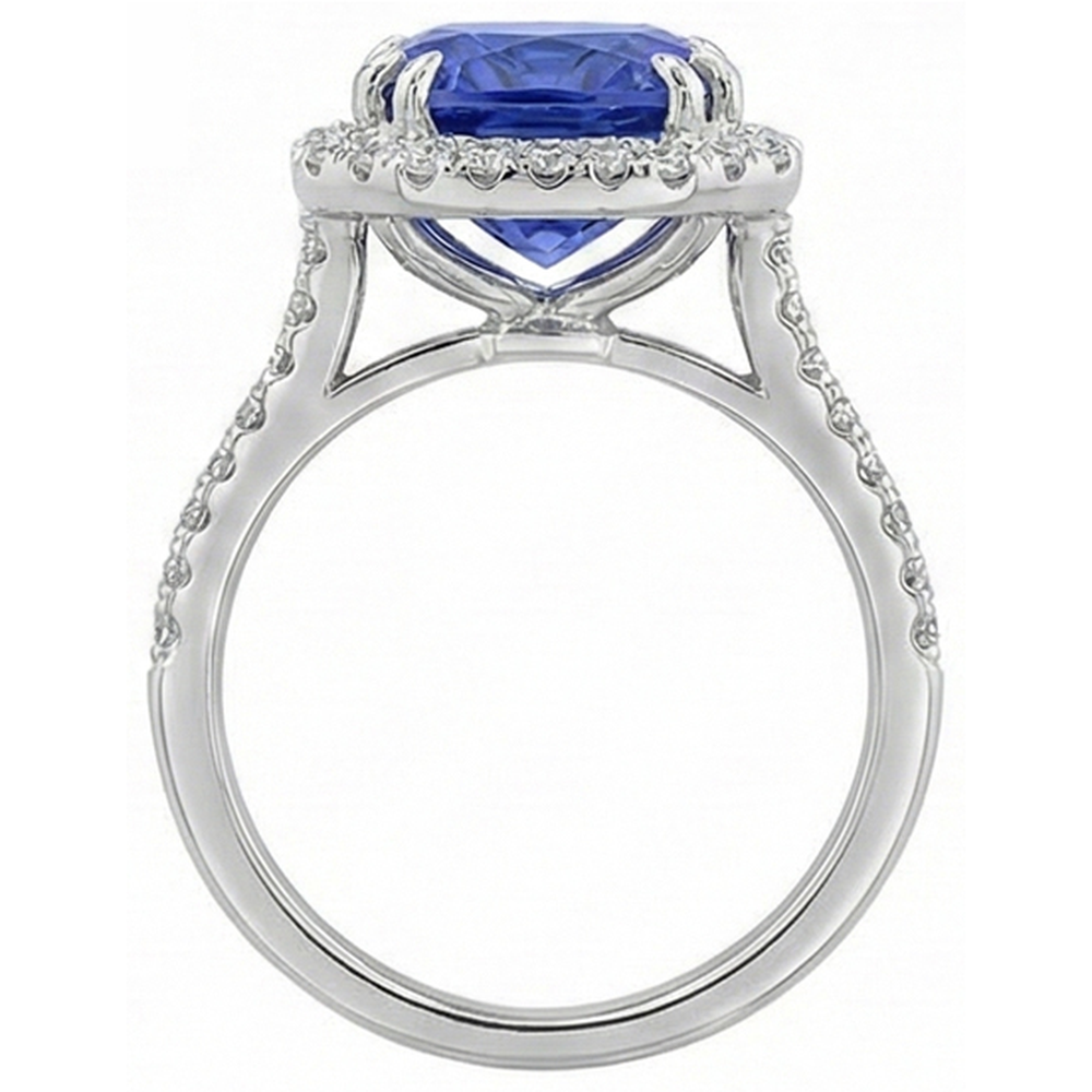 Ceylon Sapphire Natural Earth Mined Diamond ( Not Lab Grown ) s 8 Carats Ring White Gold 14K