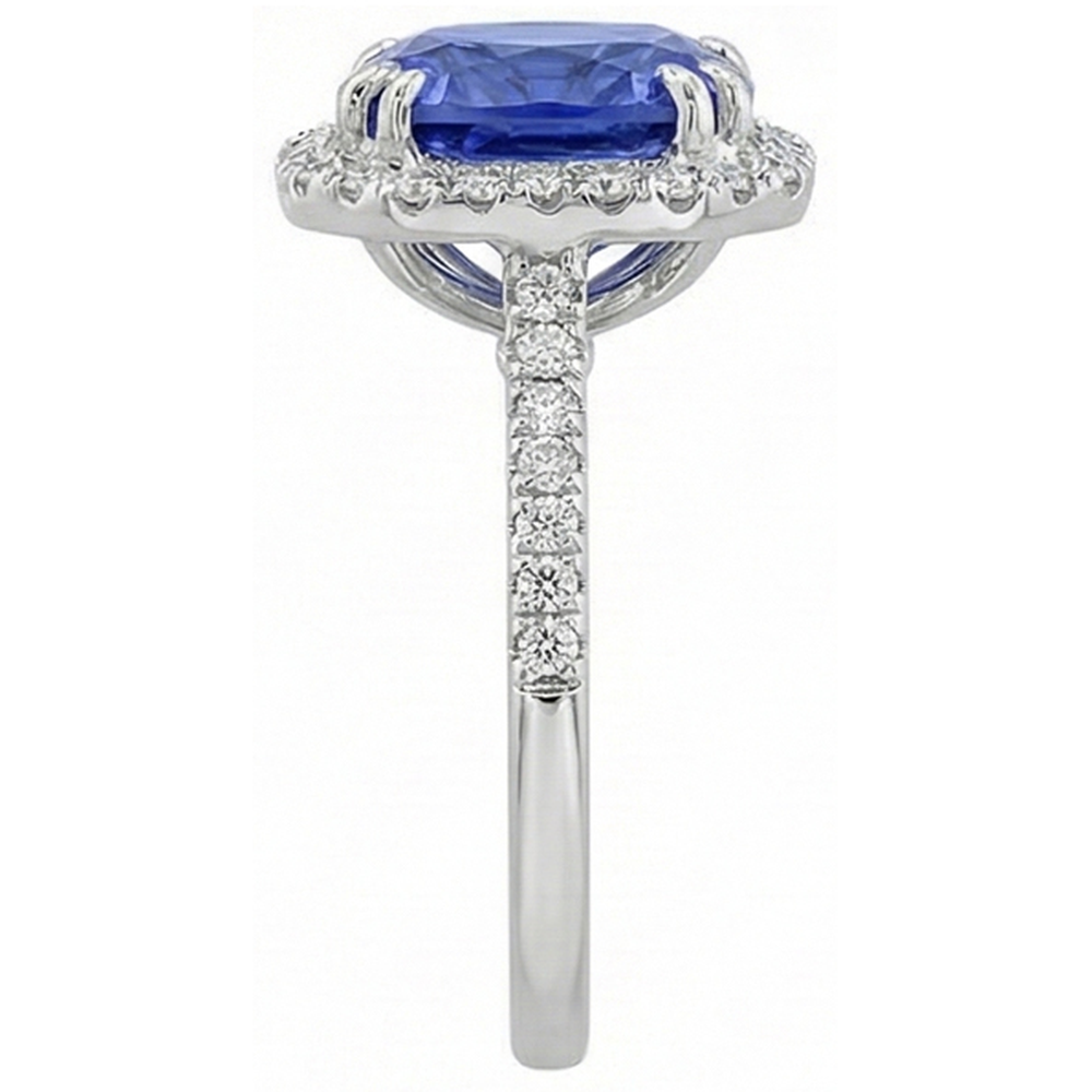 Ceylon Sapphire Natural Earth Mined Diamond ( Not Lab Grown ) s 8 Carats Ring White Gold 14K