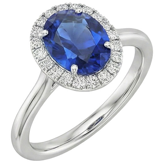 natural round sapphire 3ct ring front view