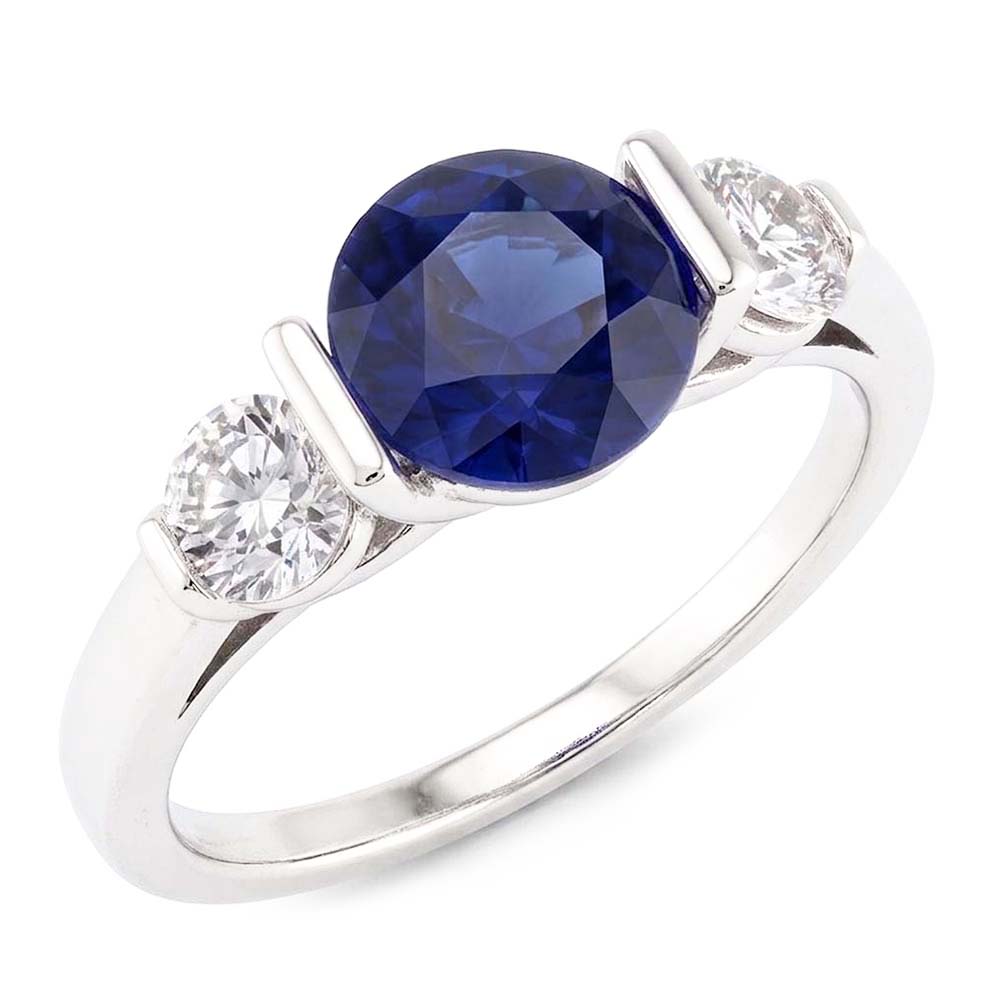 Ceylon Sapphire Ring With Natural Earth Mined Diamond ( Not Lab Grown )s
