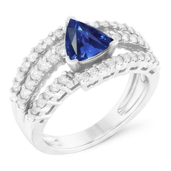 Ceylon Sapphire Ring With Natural Earth Mined Diamond ( Not Lab Grown )s