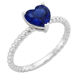 Ceylon Sapphire Solitaire Heart Shaped Ring Rope Style 1.50 Carats