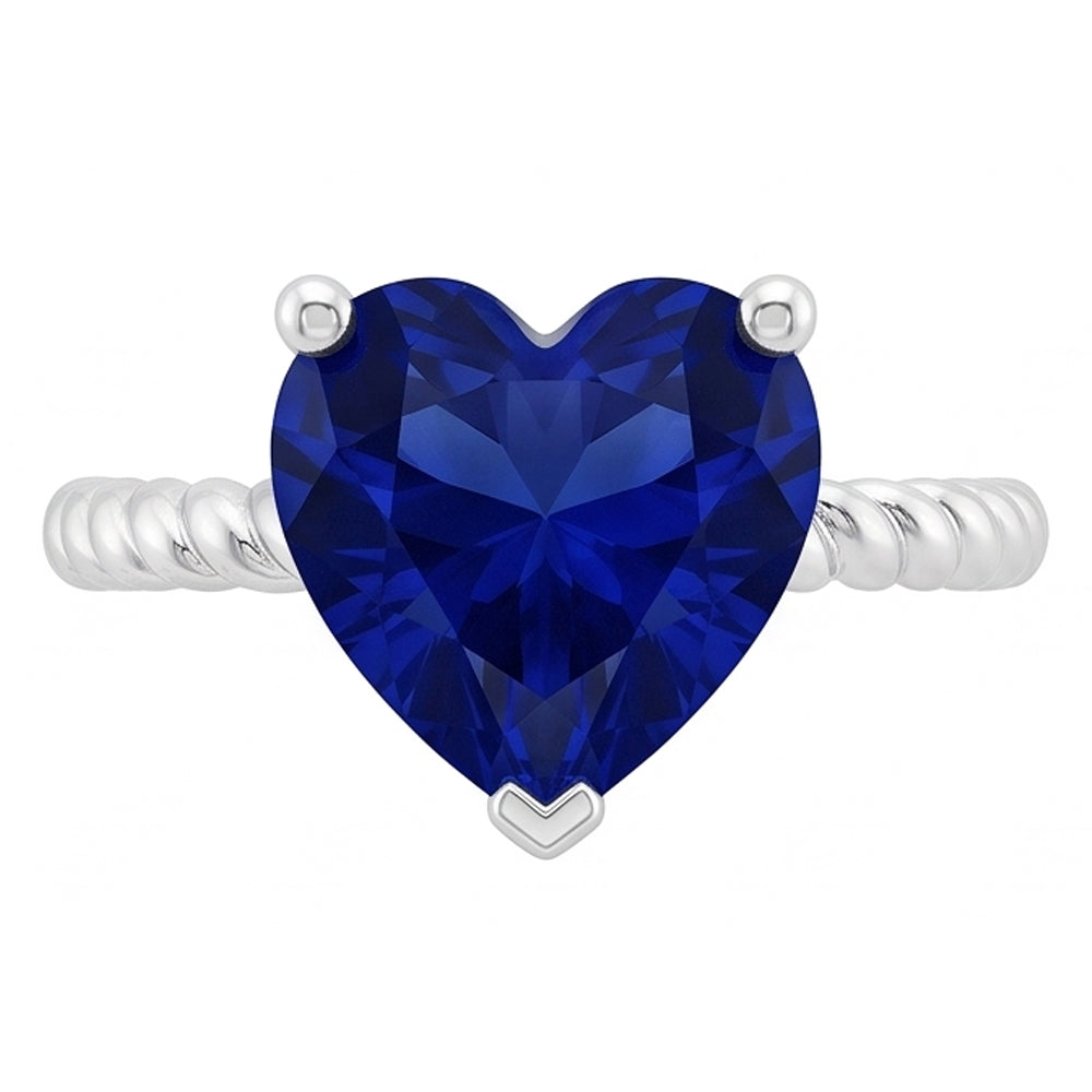 Ceylon Sapphire Solitaire Heart Shaped Ring Rope Style 1.50 Carats