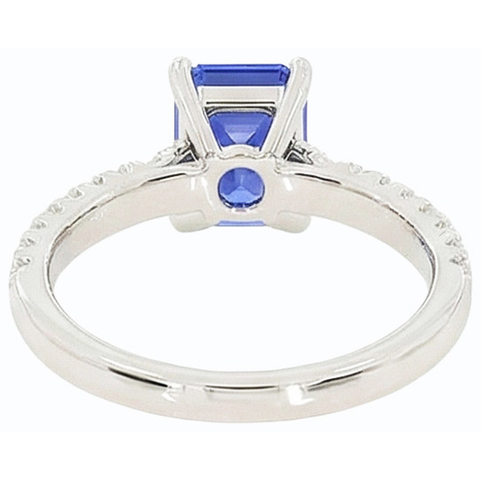 Ceylon Sapphire Solitaire Ring And Round Natural Earth Mined Diamond ( Not Lab Grown )s 3.75 Carats
