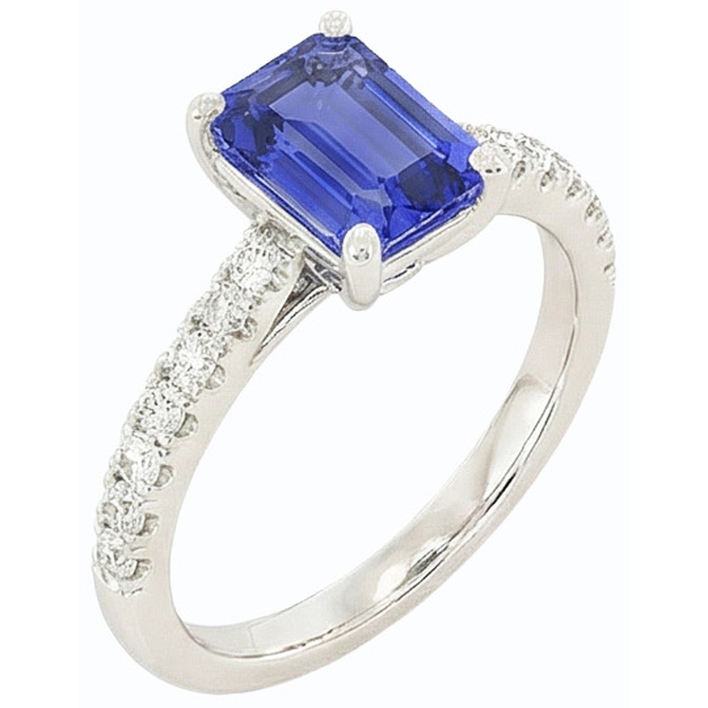 Ceylon Sapphire Solitaire Ring And Round Natural Earth Mined Diamond ( Not Lab Grown )s 3.75 Carats
