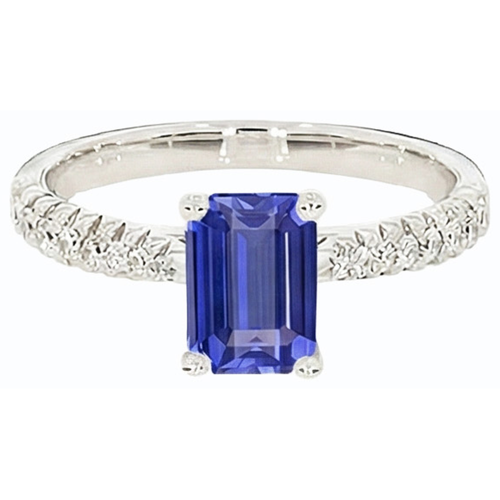 Ceylon Sapphire Solitaire Ring And Round Natural Earth Mined Diamond ( Not Lab Grown )s 3.75 Carats
