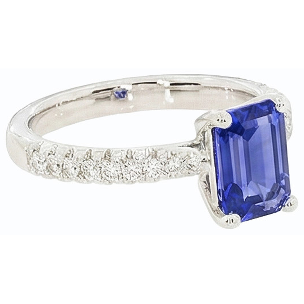 Ceylon Sapphire Solitaire Ring And Round Natural Earth Mined Diamond ( Not Lab Grown )s 3.75 Carats