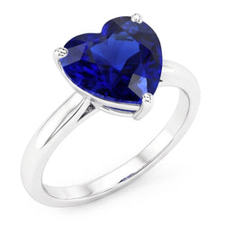 Ceylon Sapphire Solitaire Ring Heart Cut White Gold 2.50 Carats