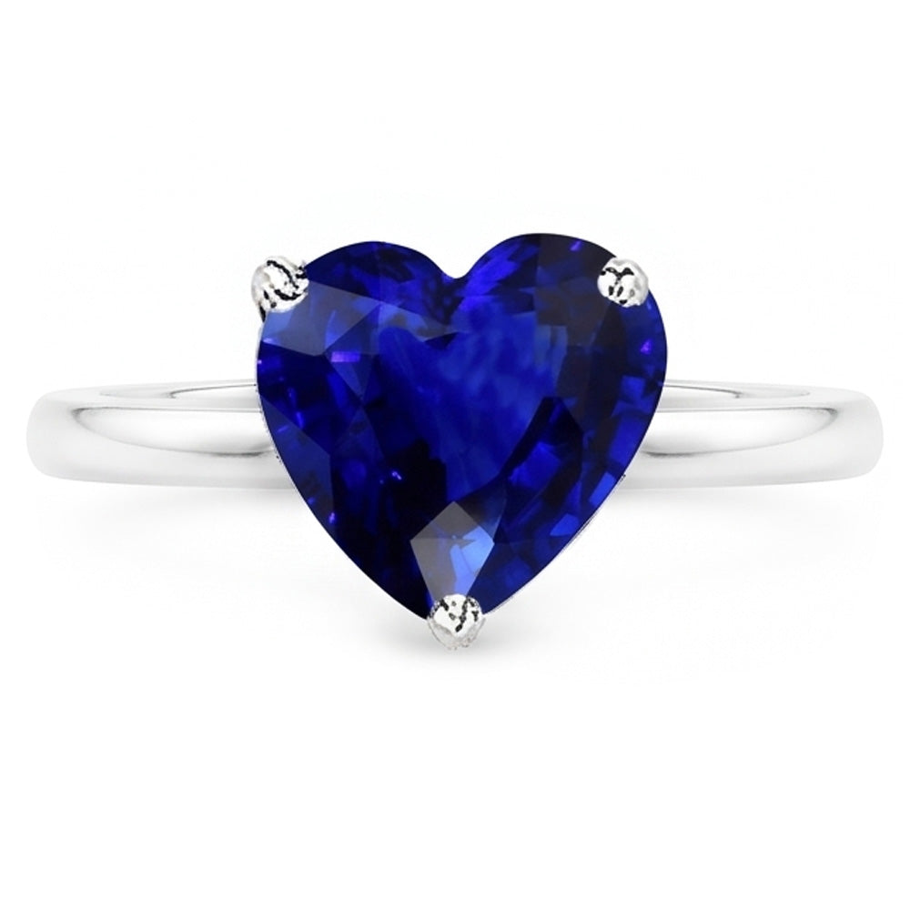 Ceylon Sapphire Solitaire Ring Heart Cut White Gold 2.50 Carats